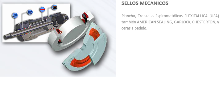 ﷯SELLOS MECANICOS Plancha, Trenza o Espirometálicas FLEXITALLICA (USA) también AMERICAN SEALING, GARLOCK, CHESTERTON, y otras a pedido.